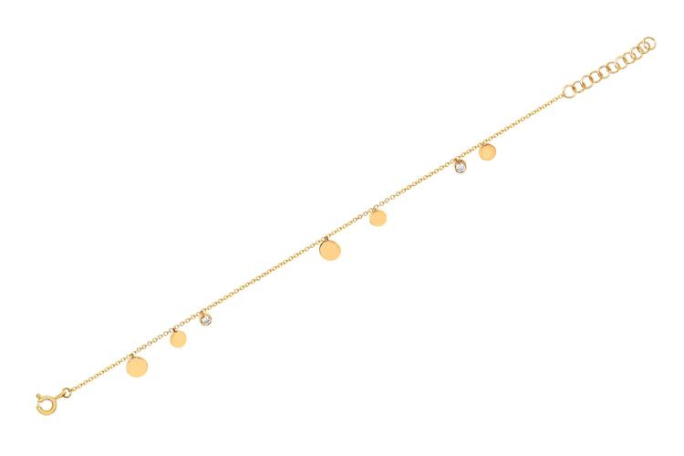 EF Collection 14K Gold and Diamond Station Anklet