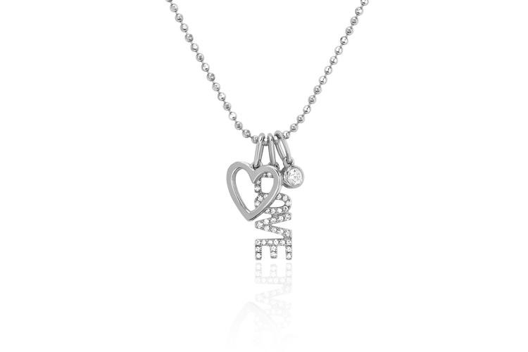EF Collection Diamond Charm Necklace in 14K White Gold angle view