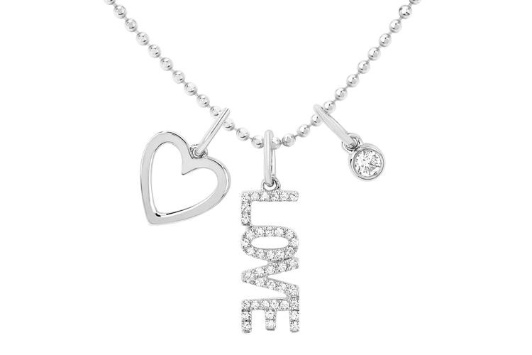 EF Collection Diamond Charm Necklace in 14K White Gold