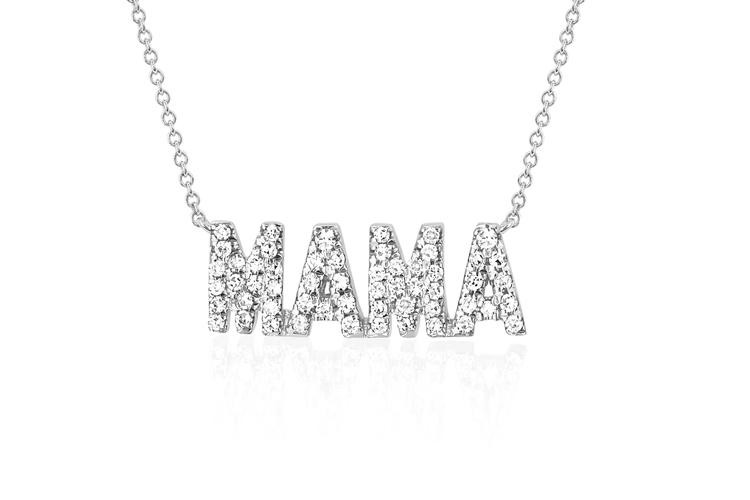 EF Collection Mama Necklace in 14K White Gold full view