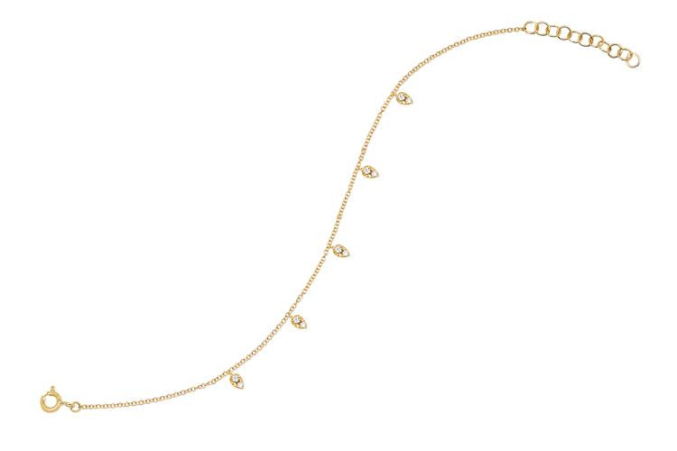 EF Collection 5 Teardrop Station Anklet in 14K Gold angle view
