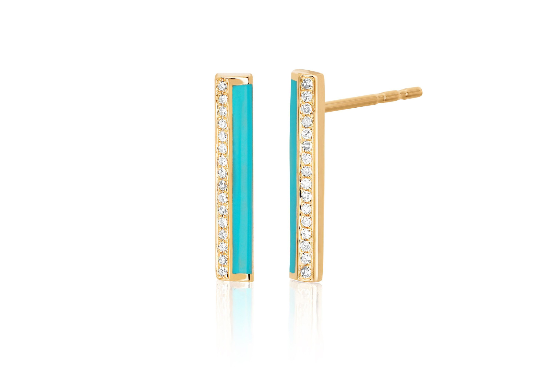 EF Collection Bar Stud Earrings in 14K Gold