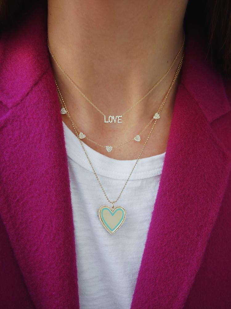 EF Collection Heart Necklace in 14K Gold on model