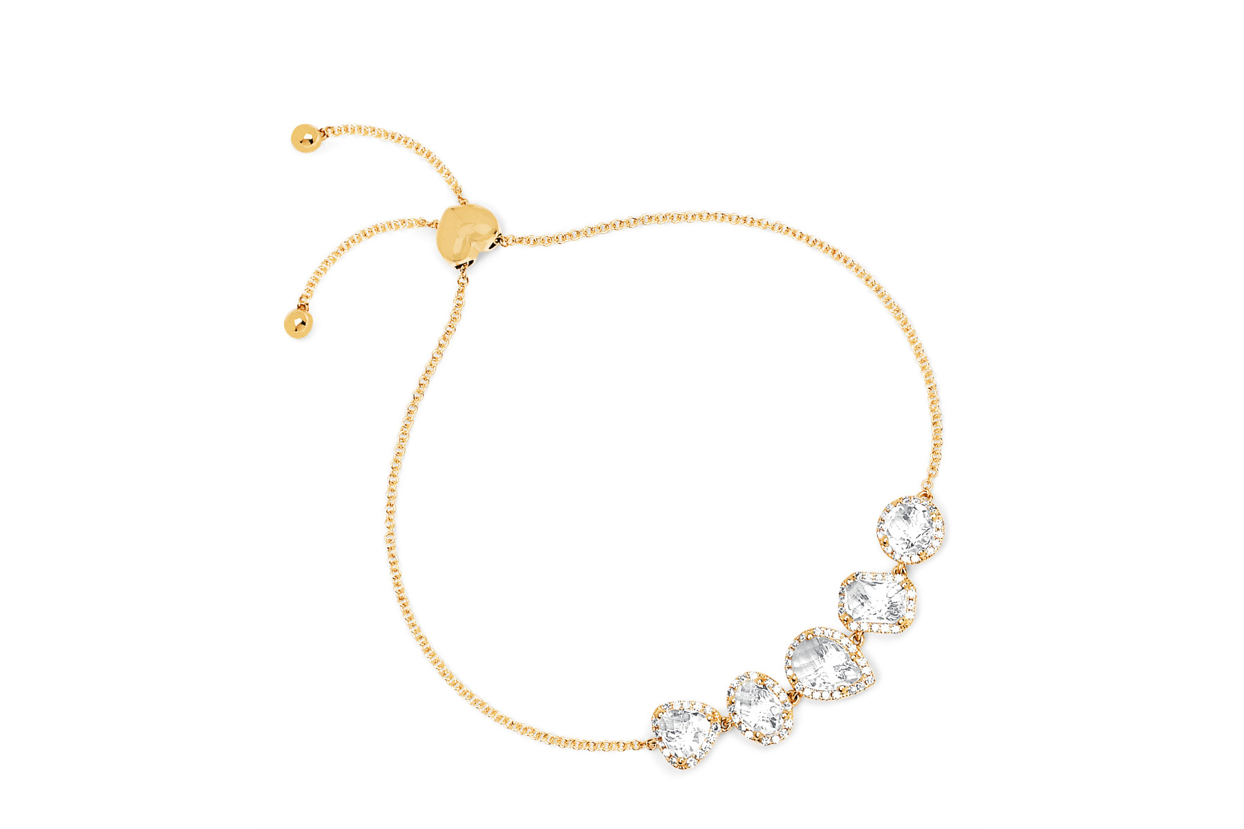 EF Collection White Topaz Cluster Bolo Bracelet in 14K Gold yellow gold