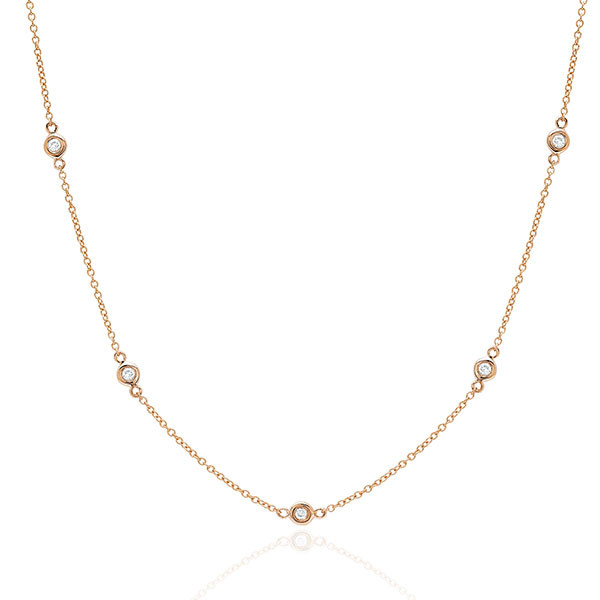 EF Collection Rose Gold Diamond Bezel Layered Chain