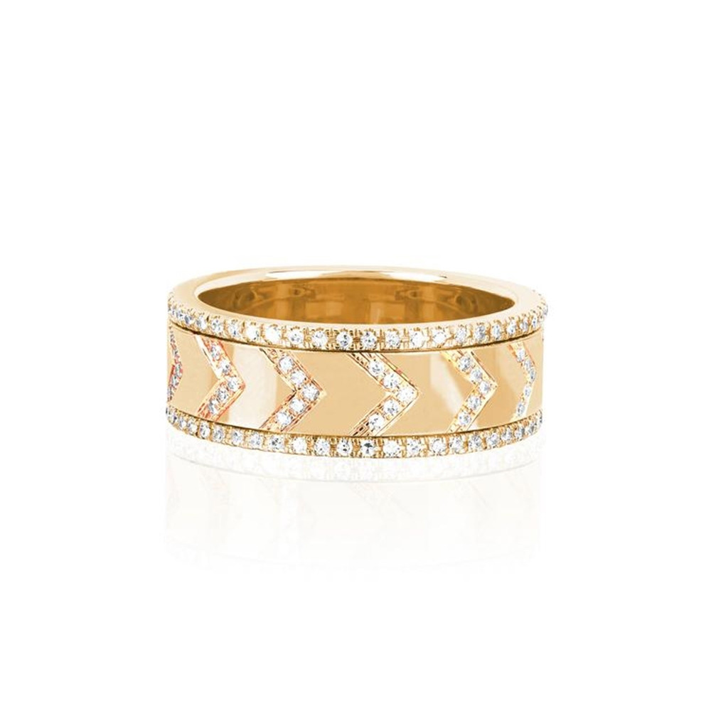 EF Collection Diamond Chevron Spinning Ring in yellow gold