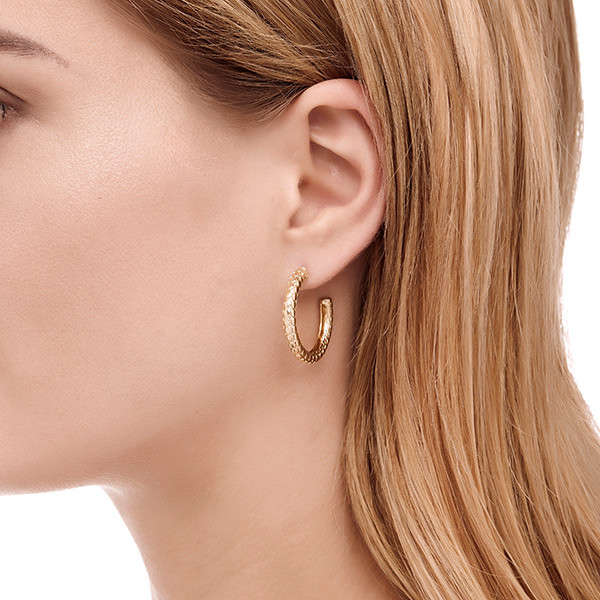 John Hardy Dot Gold Small Hoop Earrings on Model