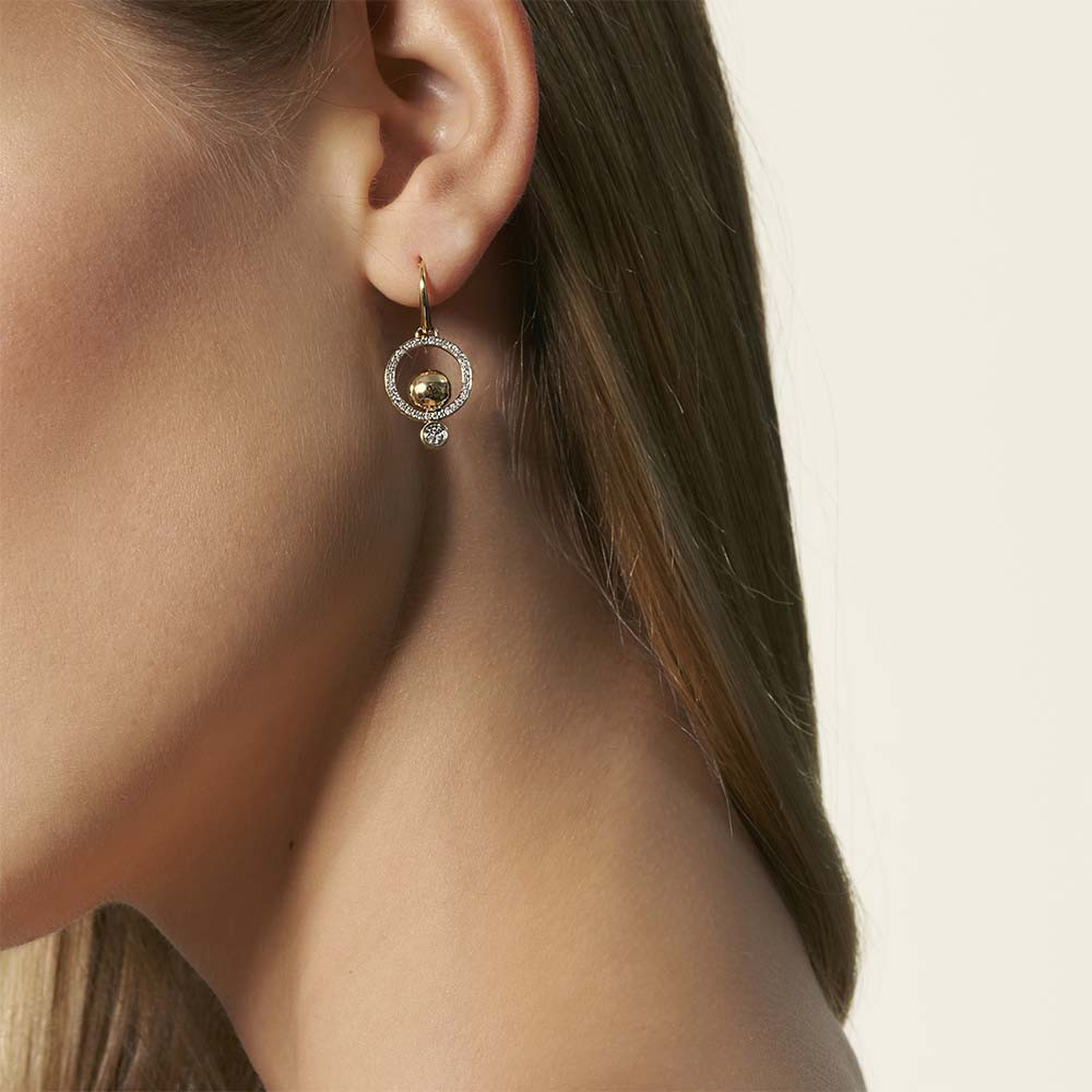 John Hardy Dot Drop Earrings with Diamonds on model