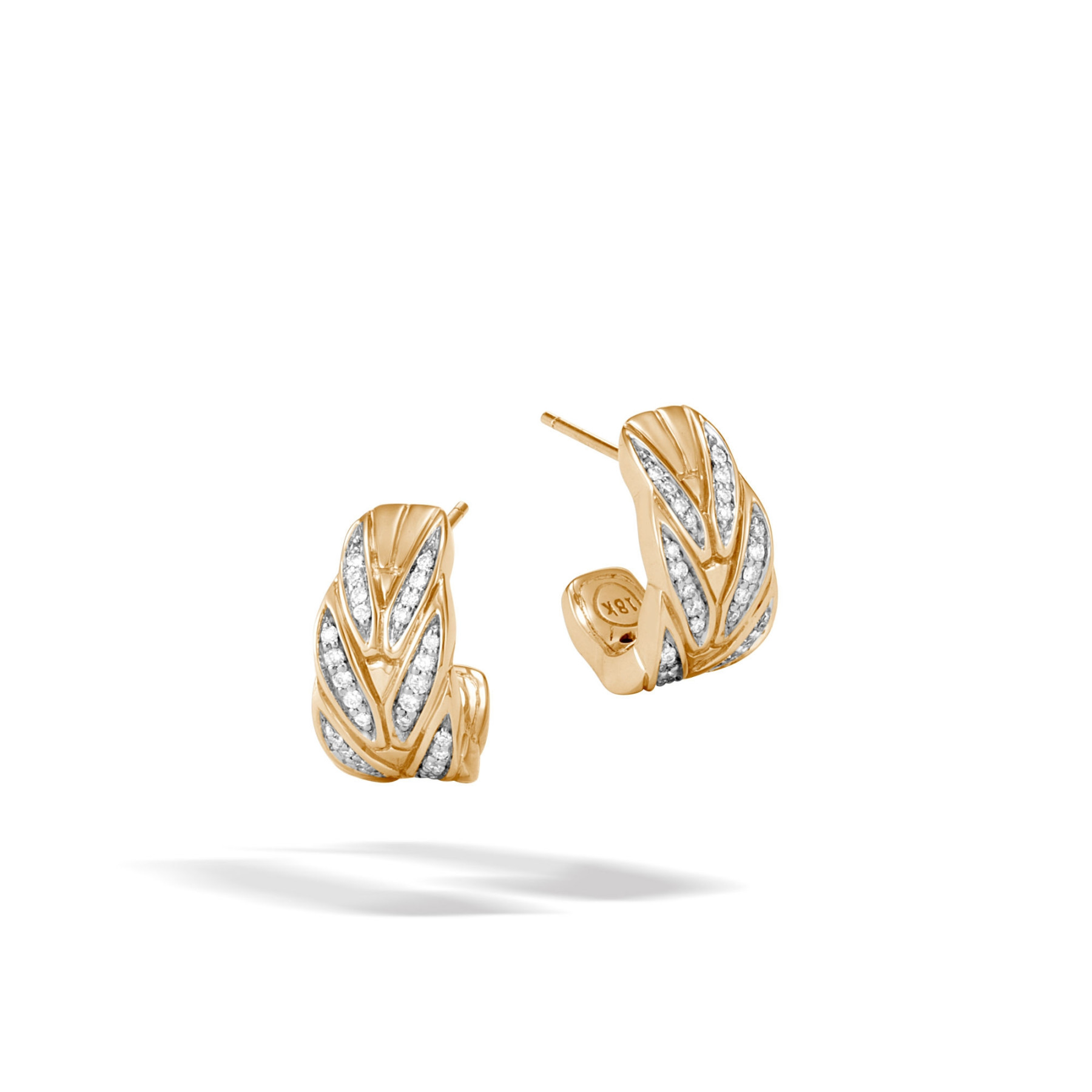 John Hardy Modern Chain Diamond Hoop Earrings