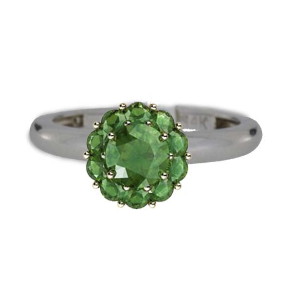 Color My Life 14K White Gold Simulated Emerald Ring
