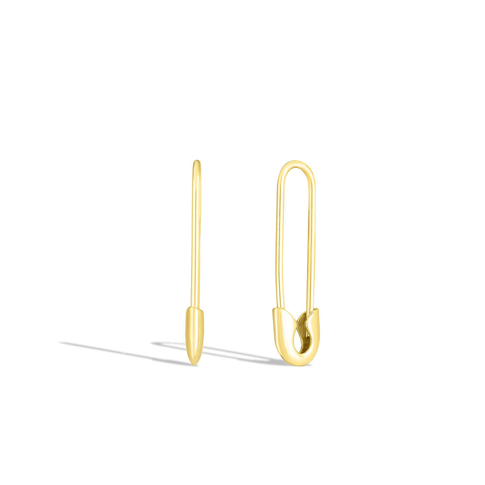 Yellow Gold Safety Pin Earrings