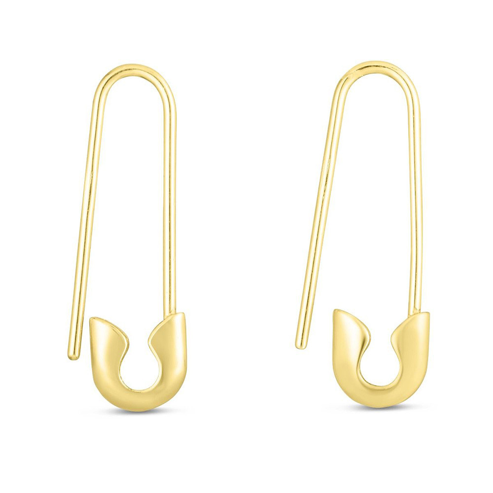 Dainty Earrings Safety Pin Minimal Earrings 14 Karat gold Earrings 14k Safety Pin Earrings