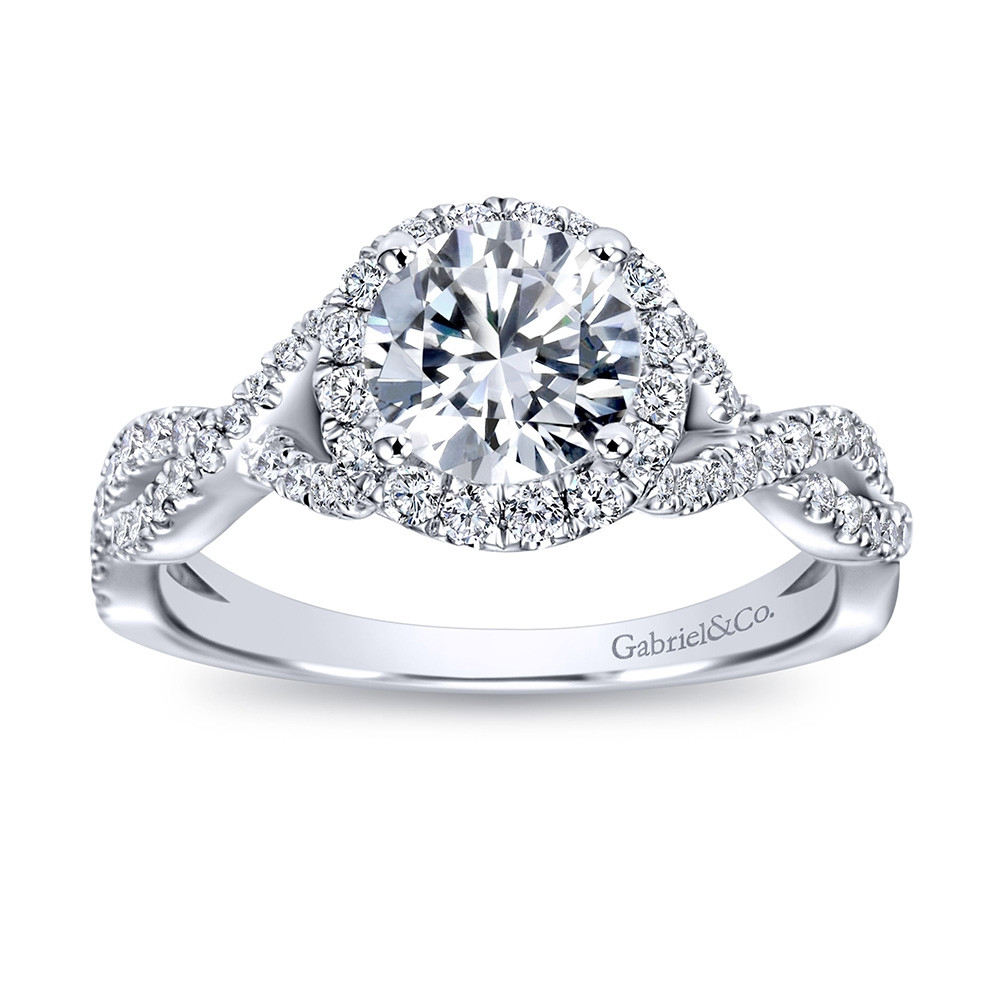 Gabriel & Co. Marissa 14kt White Gold Diamond Halo Twist Engagement Ring Setting