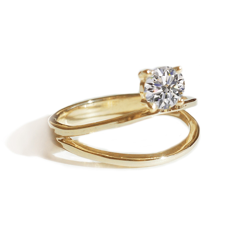KATKIM Floating Diamond Double Band Engagement Ring Setting