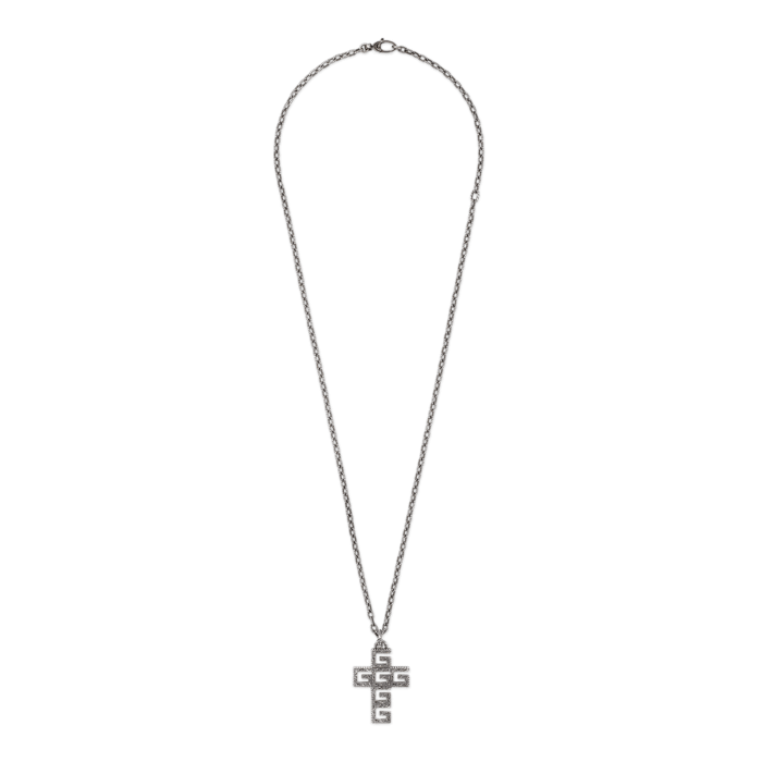 Gucci G Cube Cut Out G Silver Cross Necklace Main Image