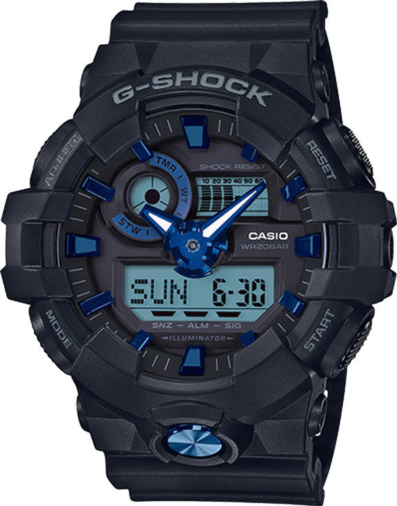 G-Shock Blue and Black Analog-Digital Watch front view