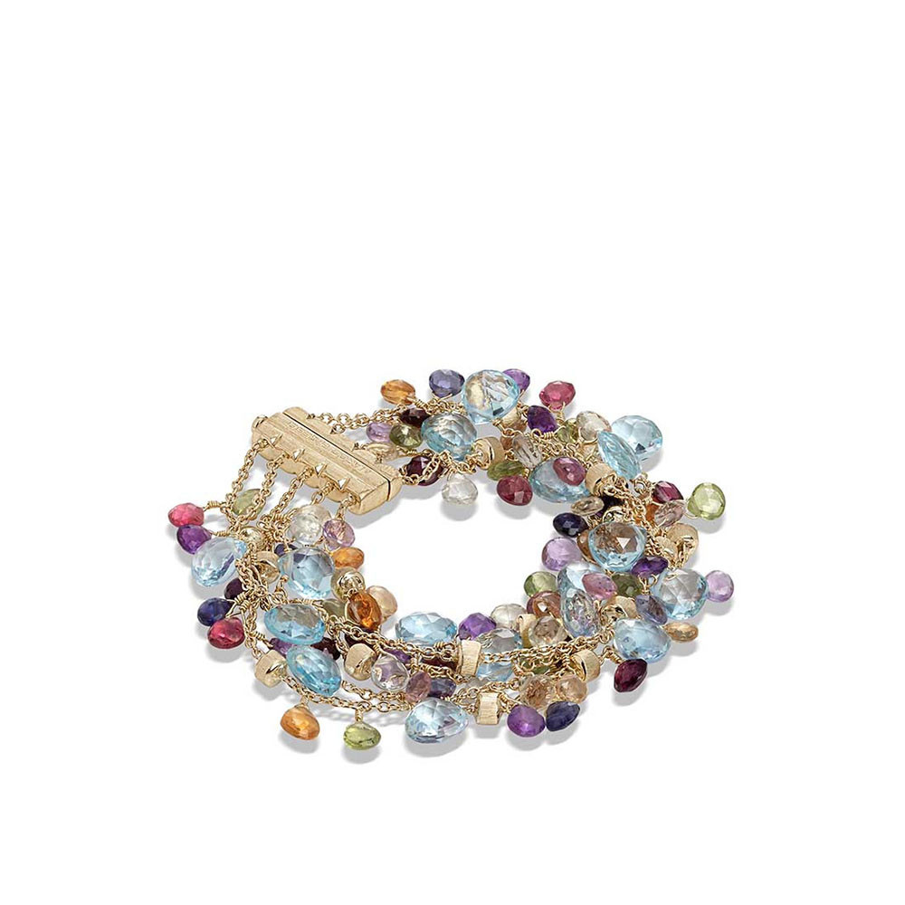 Marco Bicego Paradise Aquamarine Mix Gemstone 5 Strand Bracelet Clasped