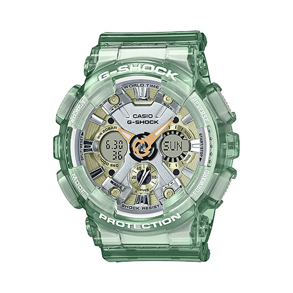 romántico Lágrima Asociación G-Shock GMAS110GS-3A Green Skeleton Watch