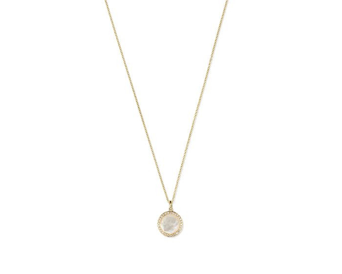 IPPOLITA 18K Gold Lollipop Mother of Pearl Necklace with Diamonds close up