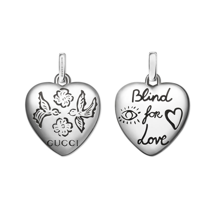 Gucci Silver Heart Charm Blind For Love Pendant