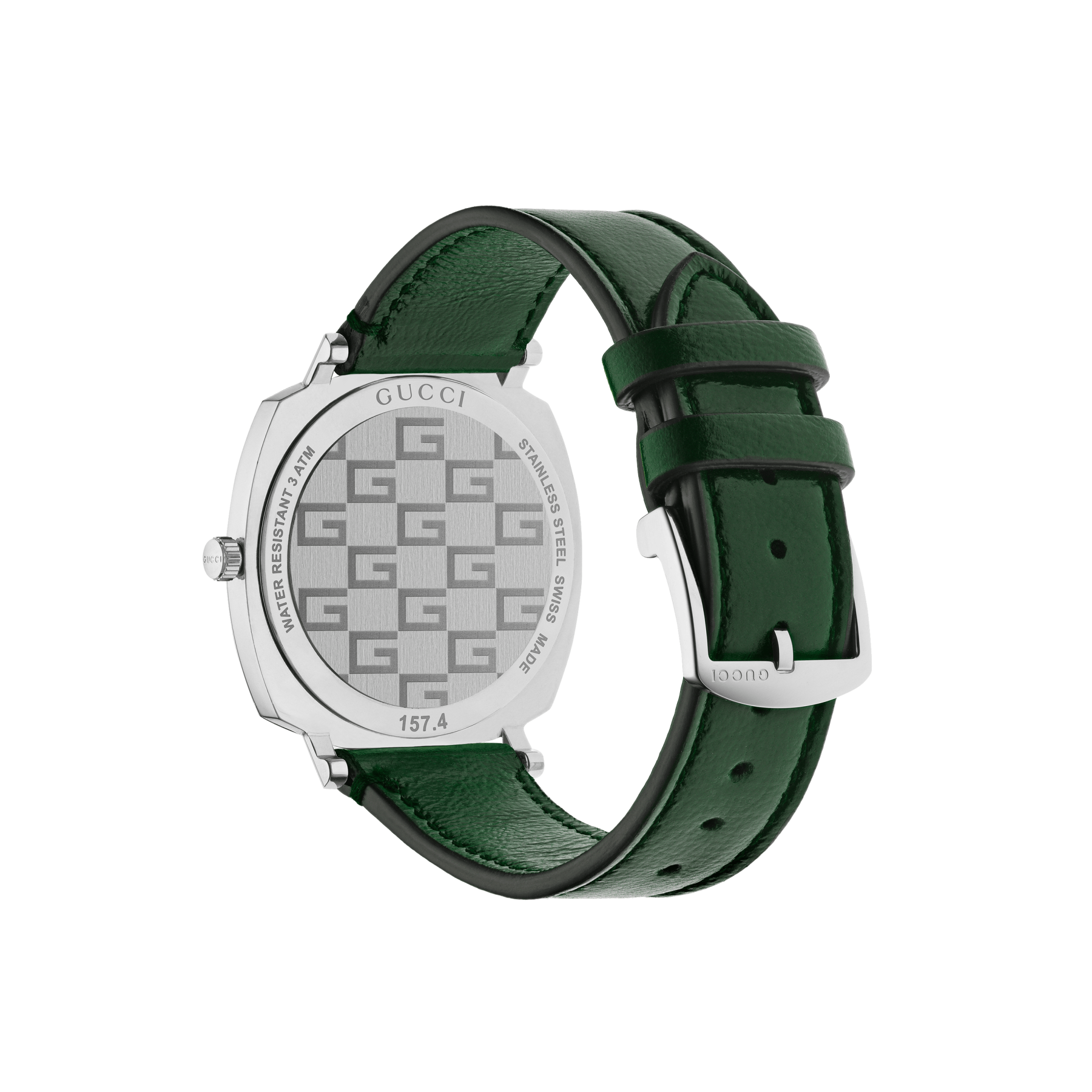 Gucci Grip 35mm Steel and Green Leather Watch back view
