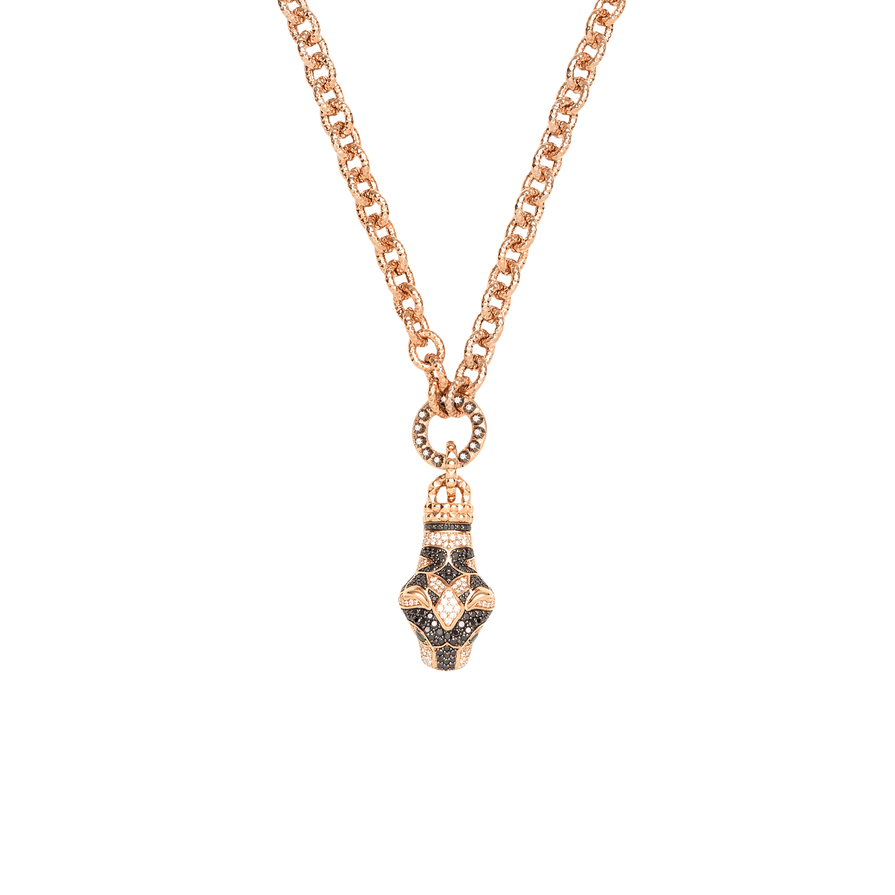 Gucci Le Marché des Marveilles Diamond Tiger Necklace in Rose Gold