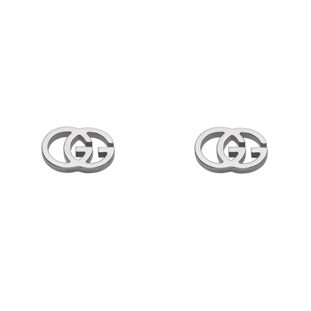 Gucci Icon Gg 18Kt White Gold Tissue Stud Earrings 