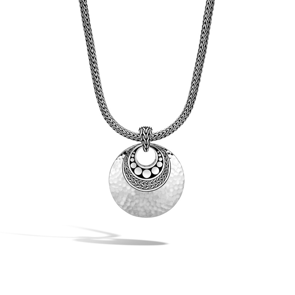 John Hardy Dot Hammered Pendant in Sterling Silver on chain