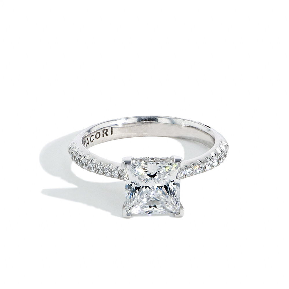 Tacori Royal T Princess Cut French Pave Engagement Ring, Platinum, HT2672PR