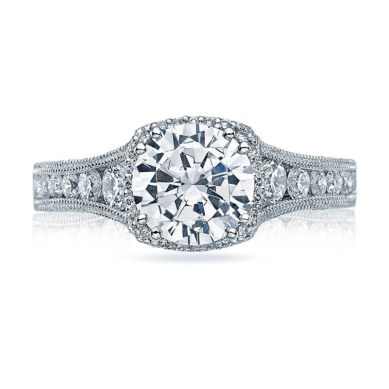 Tacori HT2515RD55-12X Tapered Platinum Engagement Reverse Crescent Ring Top View