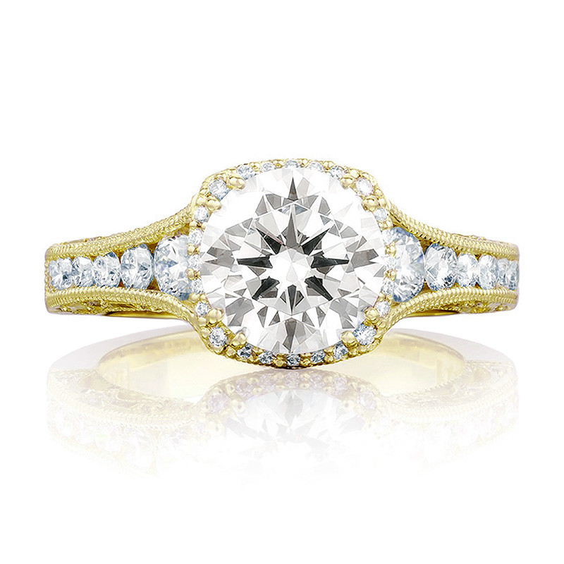 Tacori HT2515RD6-12X Tapered Yellow Gold Engagement Reverse Crescent Ring Top View
