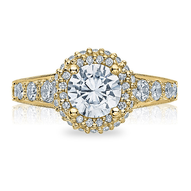 Tacori HT2516RD6-Y Yellow Gold Tapered Engagement Blooming Beauties Ring Top View