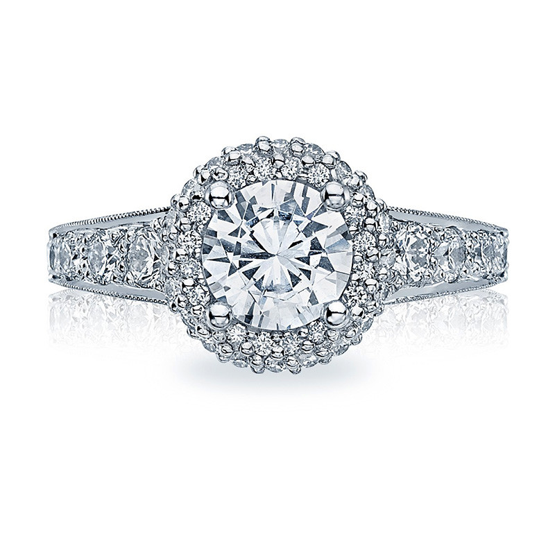 Tacori HT2516RD7 Platinum Tapered Engagement Blooming Beauties Ring Top View