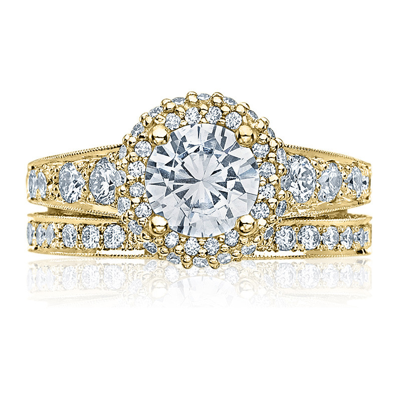 Tacori HT2516RD6-Y Yellow Gold Tapered Engagement Blooming Beauties Ring with Band