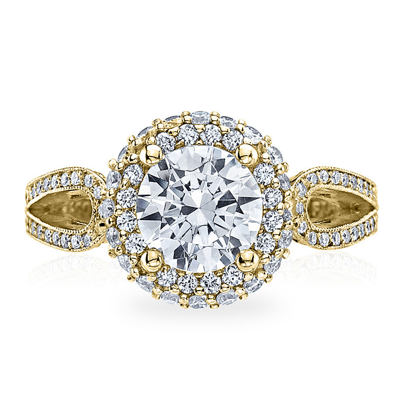 Tacori HT2518RD65-Y Yellow Gold Loop Shank Engagement Blooming Beauties Ring Top View