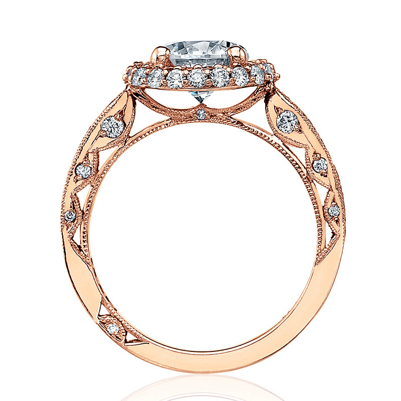 Tacori HT2518RD55-PK Rose Gold Loop Shank Engagement Blooming Beauties Ring Edge View