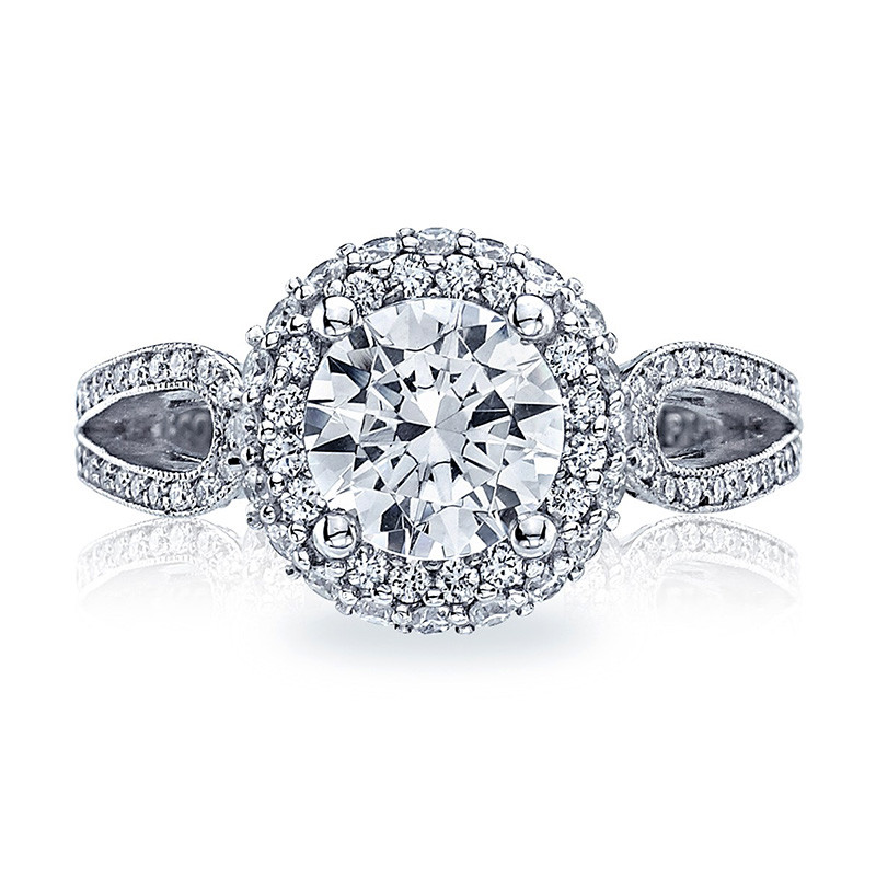 Tacori HT2518RD55 Platinum Loop Shank Engagement Blooming Beauties Ring Top View