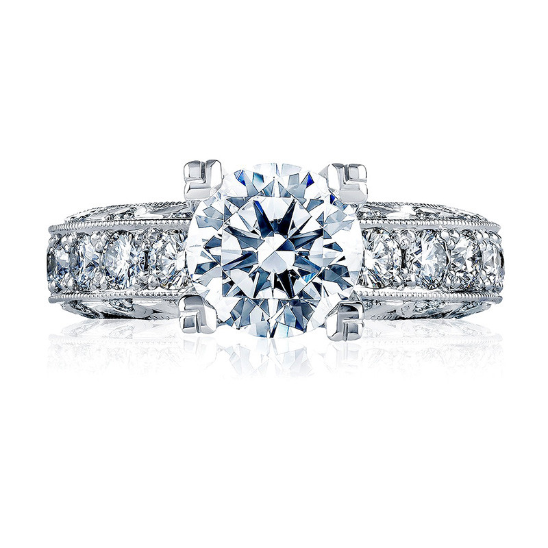 Tacori HT2530A-W White Gold Diamond Eternity Engagement Classic Crescent Setting Top View