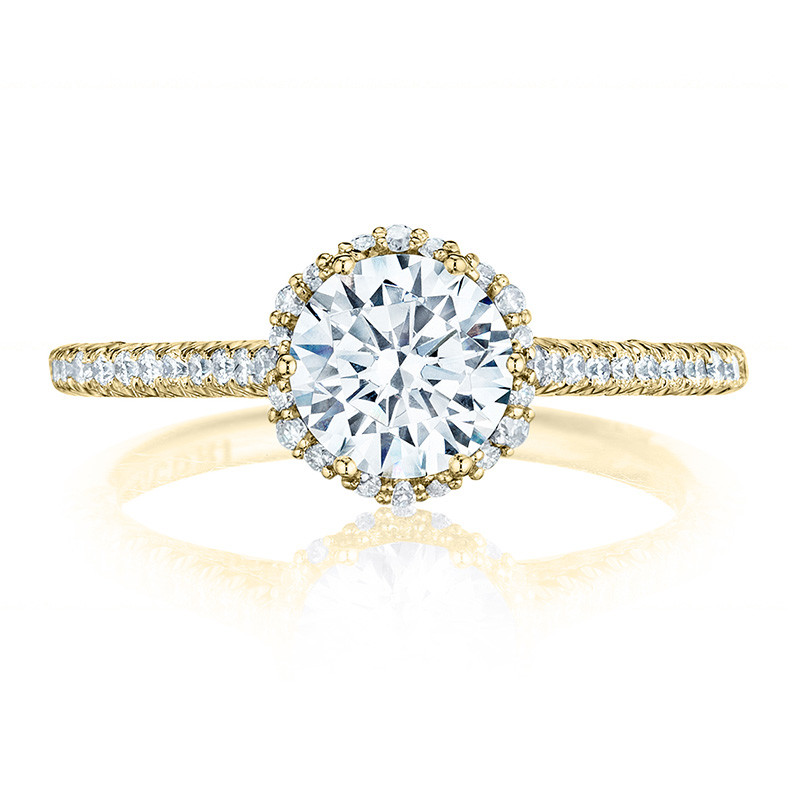 Tacori HT254715RD45 Yellow Gold Bloom Engagement Petite Crescent Setting Top View