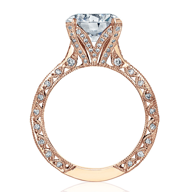 Tacori HT2602RD85 Diamond Ribbon Rose Gold Engagement RoyalT Setting Edge View