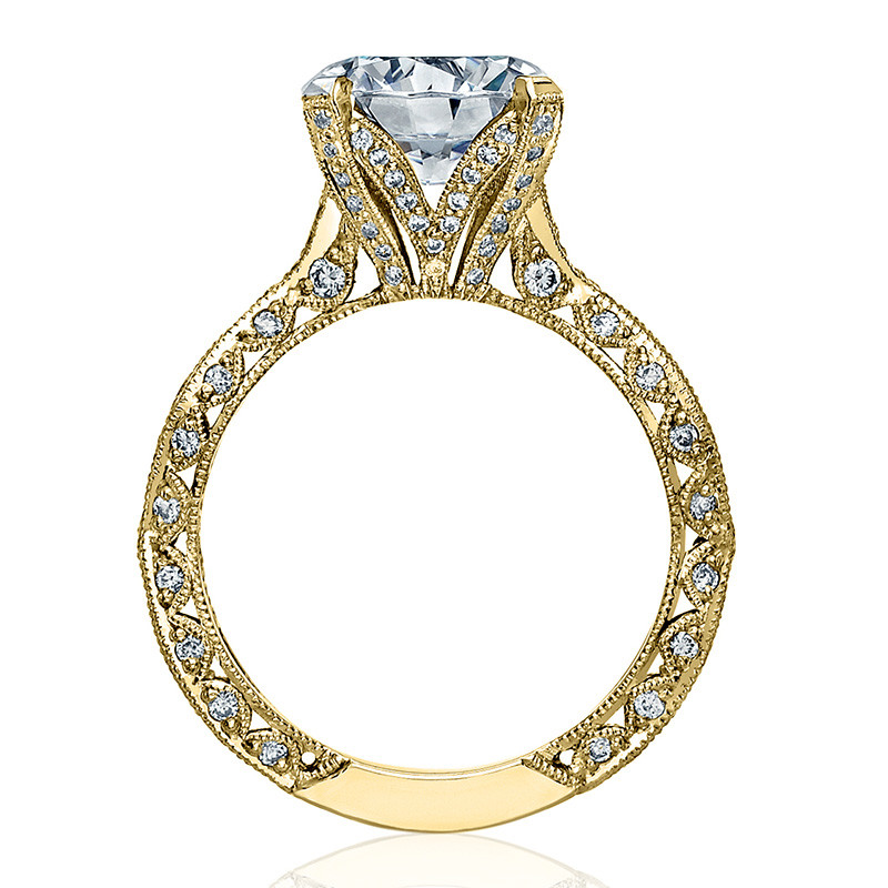 Tacori HT2602RD85 Diamond Ribbon Yellow Gold Engagement RoyalT Setting Edge View