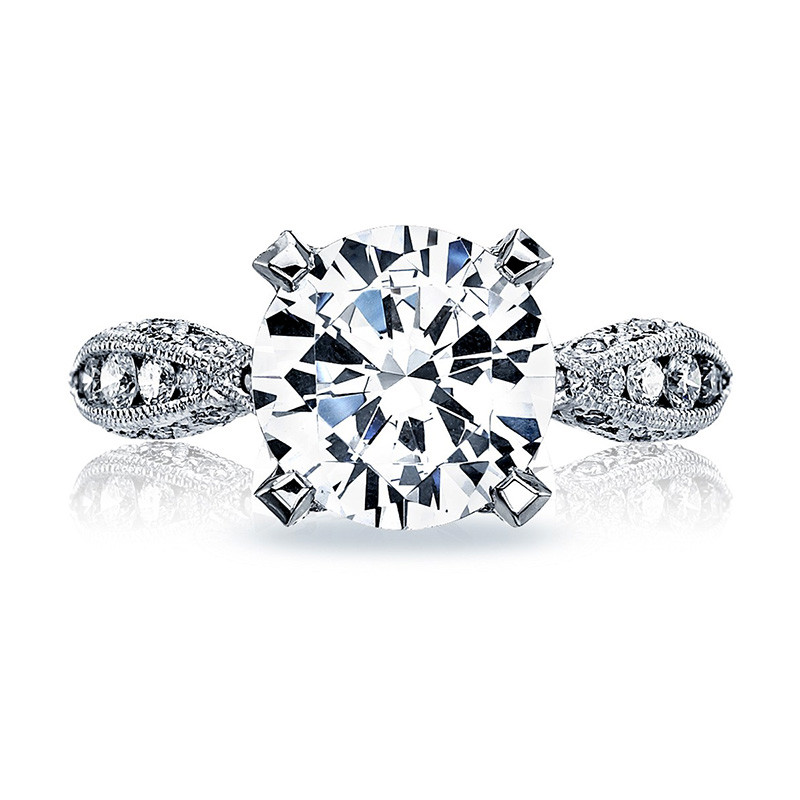 Tacori HT2602RD10 Diamond Ribbon Platinum Engagement RoyalT Setting Top View