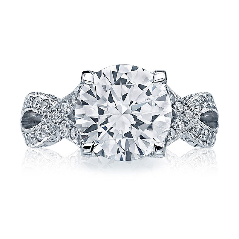 Tacori HT2606RD9 Diamond Ribbon Platinum Engagement RoyalT Setting Top View