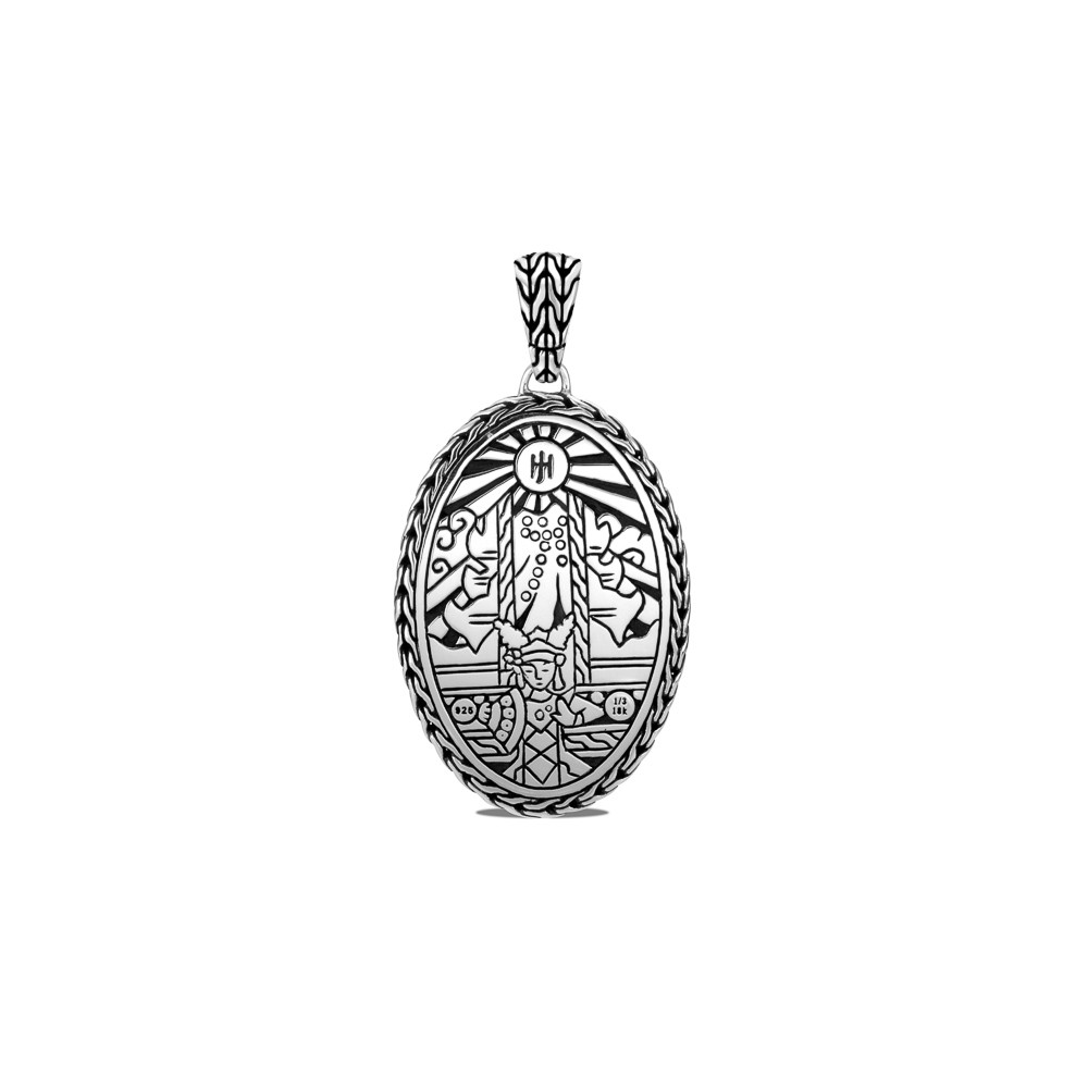 John Hardy Classic Chain Hammered Oval Pendant in 18K Gold and Silver back view