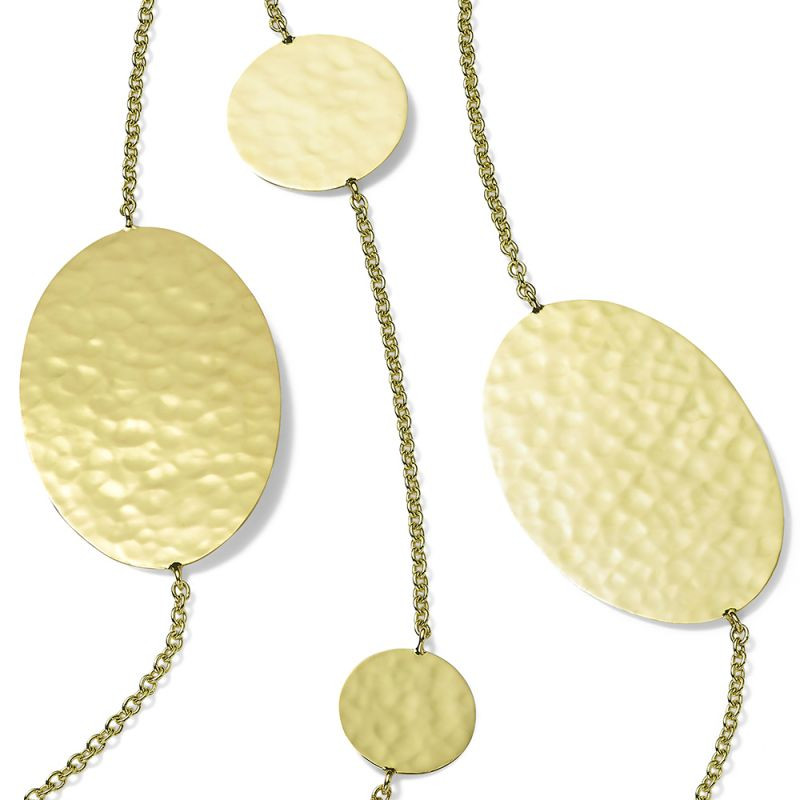 Ippolita Classico Crinkle Oval & Circle Necklace in 18K Gold close view