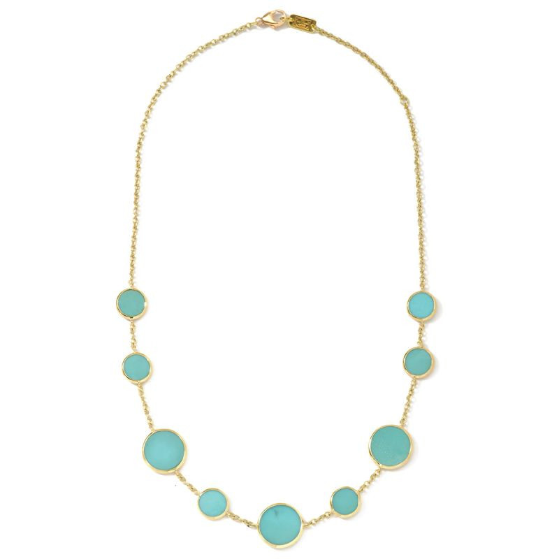 Ippolita Polished Rock Candy Turquoise Necklace in 18K Gold full view