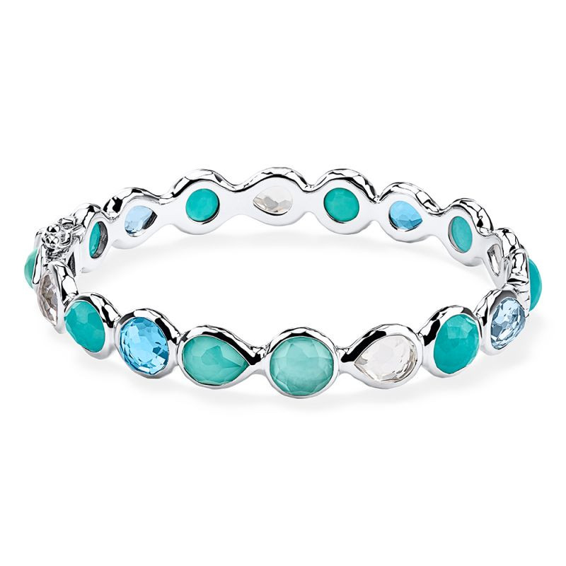 Ippolita Rock Candy Mixed Gemstone Oval Bangle in Silver main view