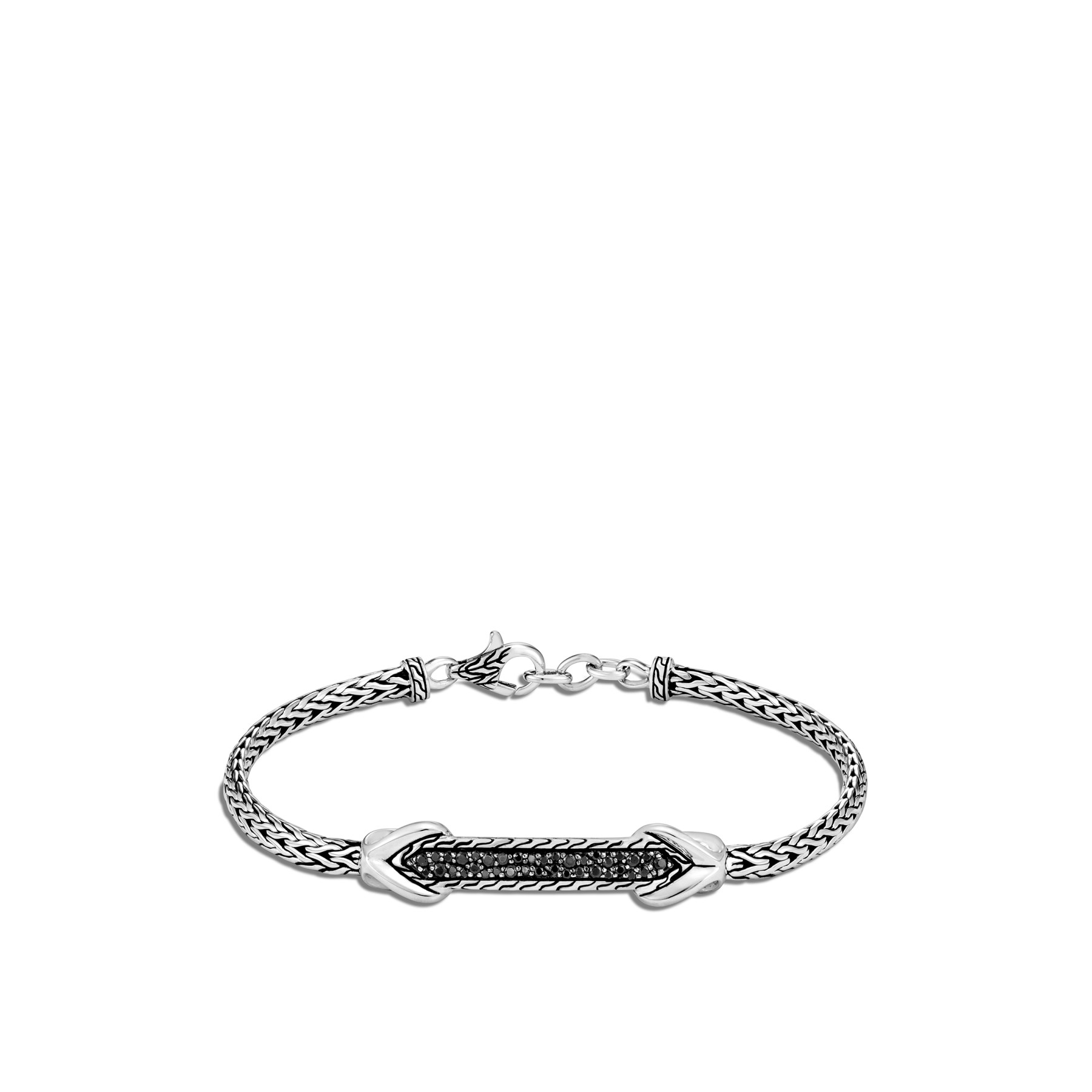 John Hardy Asli Classic Chain Silver and Black Bracelet –3.5mm front view