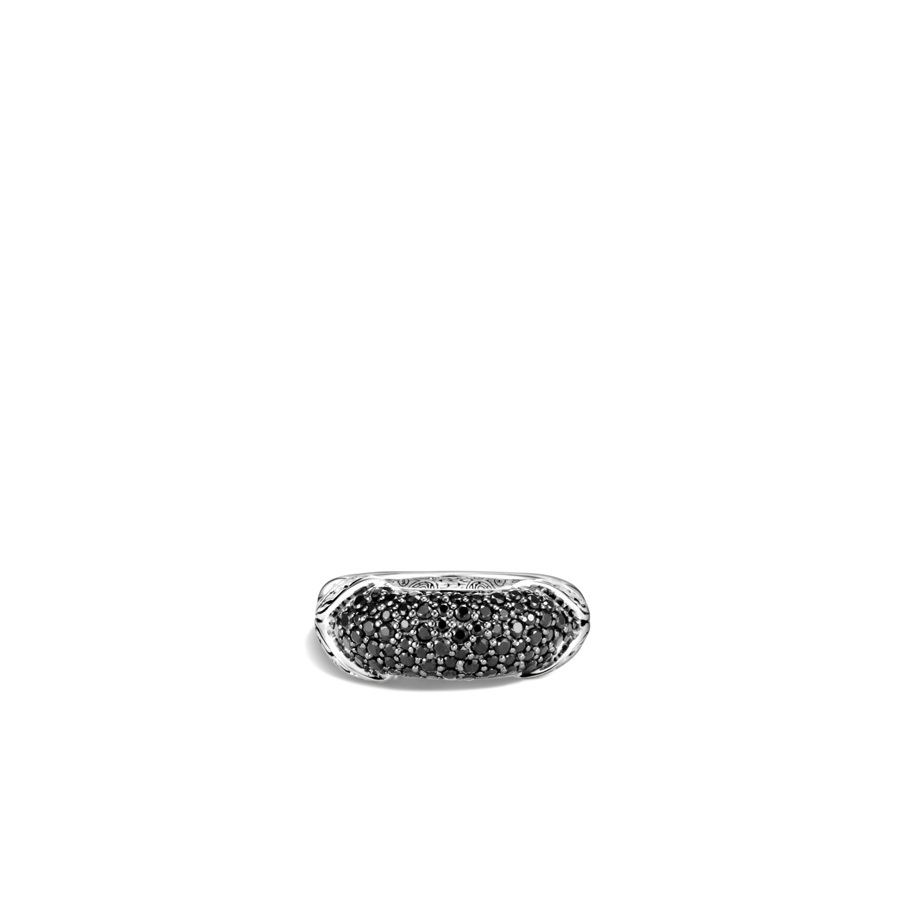 John Hardy Asli Classic Chain Silver and Black Gemstone Ring top view
