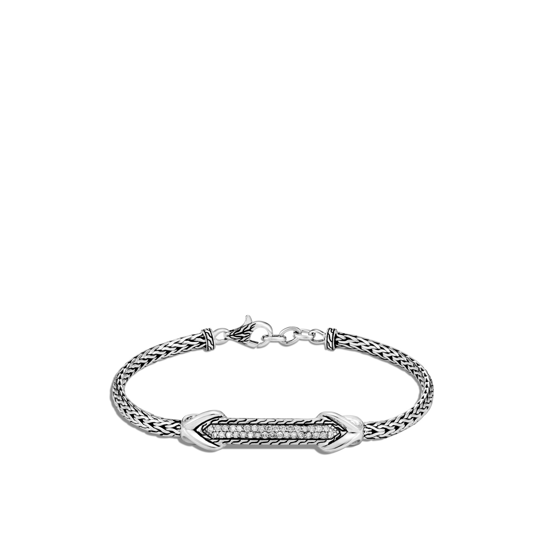 John Hardy Asli Classic Chain Silver Diamond Pave Bracelet 